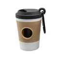 Coffee Cup Dog Poop Bag Dispenser with Carabiner Clip - Black Lid
