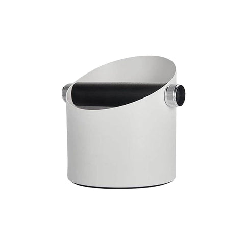 Coffee Dregs Knock Box Waste Bin for Cafes and Home, Steel with Silicone Rod - White
