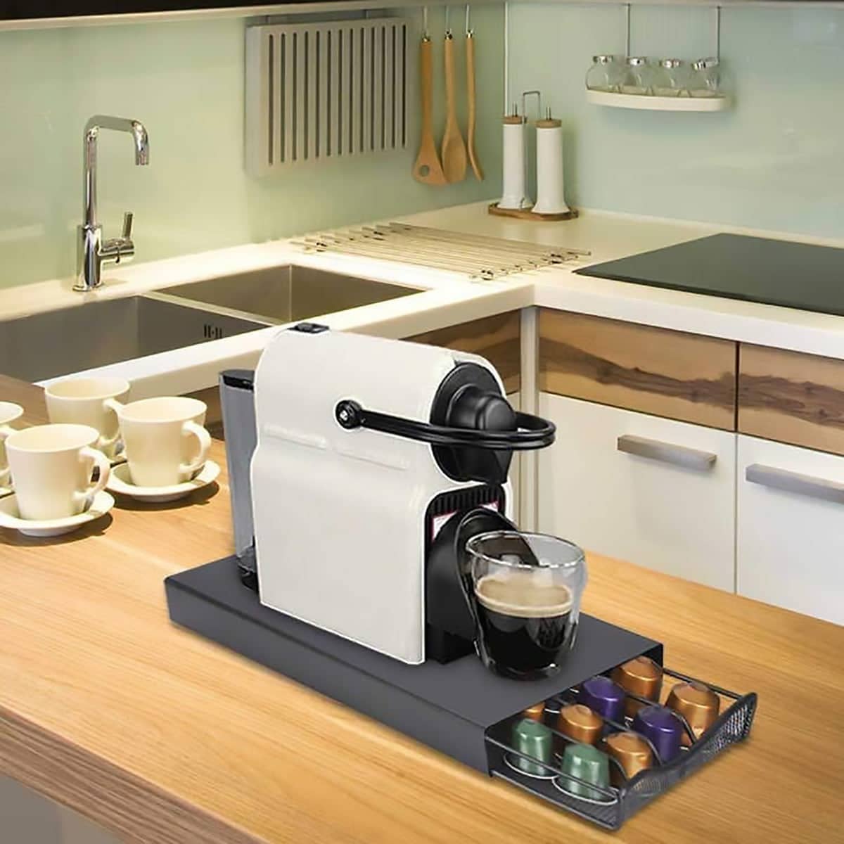Coffee Pod Storage Rack with Drawer, 40 Pod Capacity, Black - view 5