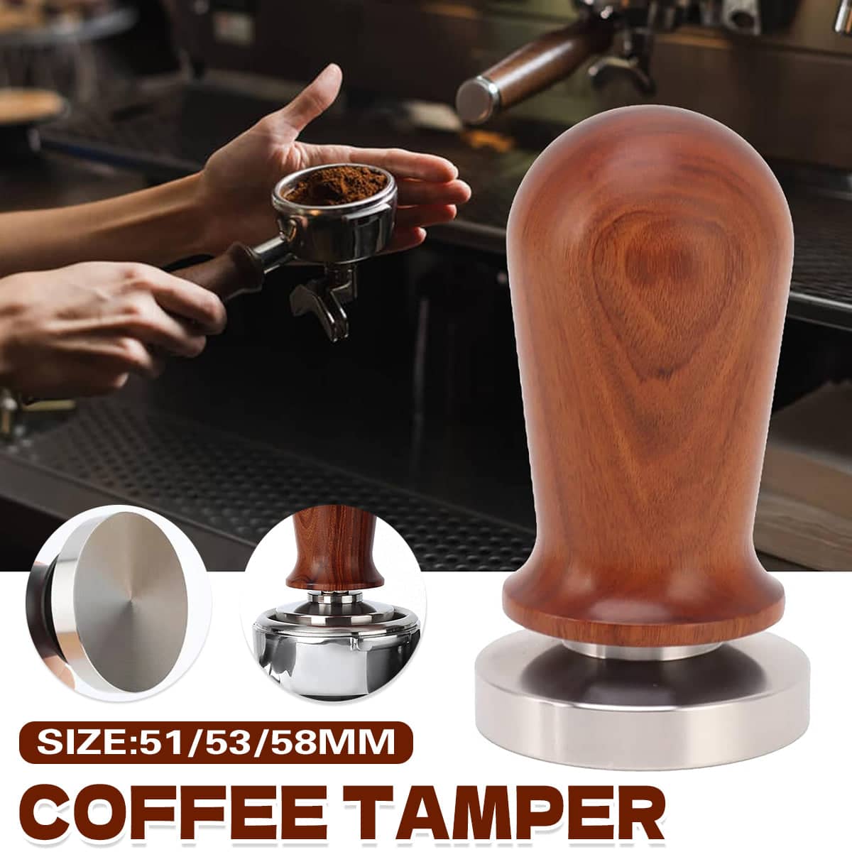 Coffee Tamper with Spring-Loaded Steel Base and Wood Handle - 58 mm - view 2