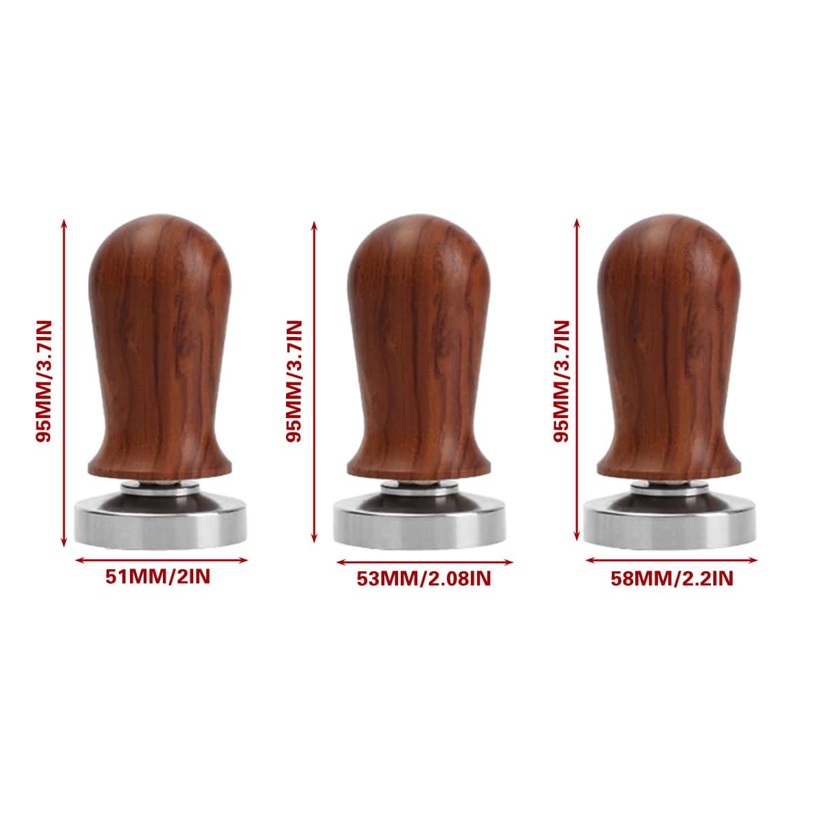 Coffee Tamper with Spring-Loaded Steel Base and Wood Handle - 58 mm - view 4