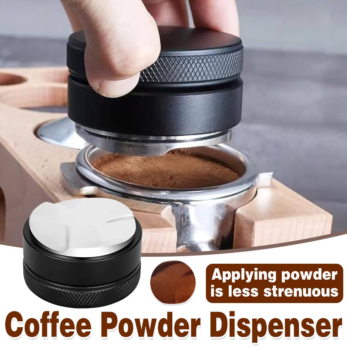 Coffee Tamper with Stainless Steel Flat Base for 58 mm Filter Baskets