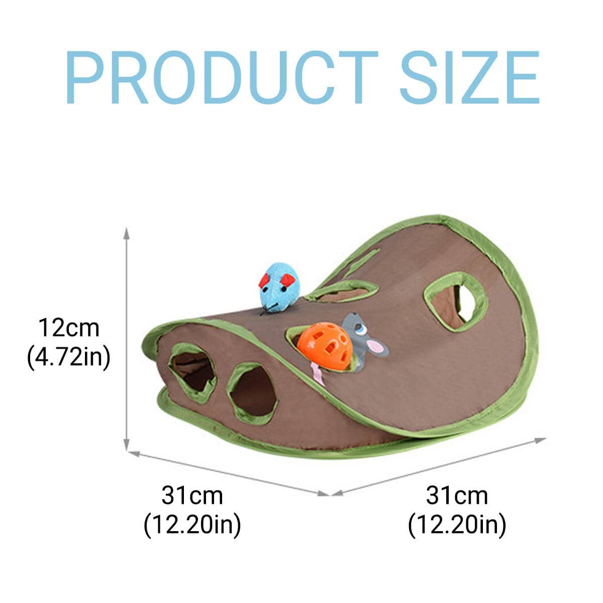 Collapsible Cat Mouse Hole Play Toy - Brown and Green - view 3