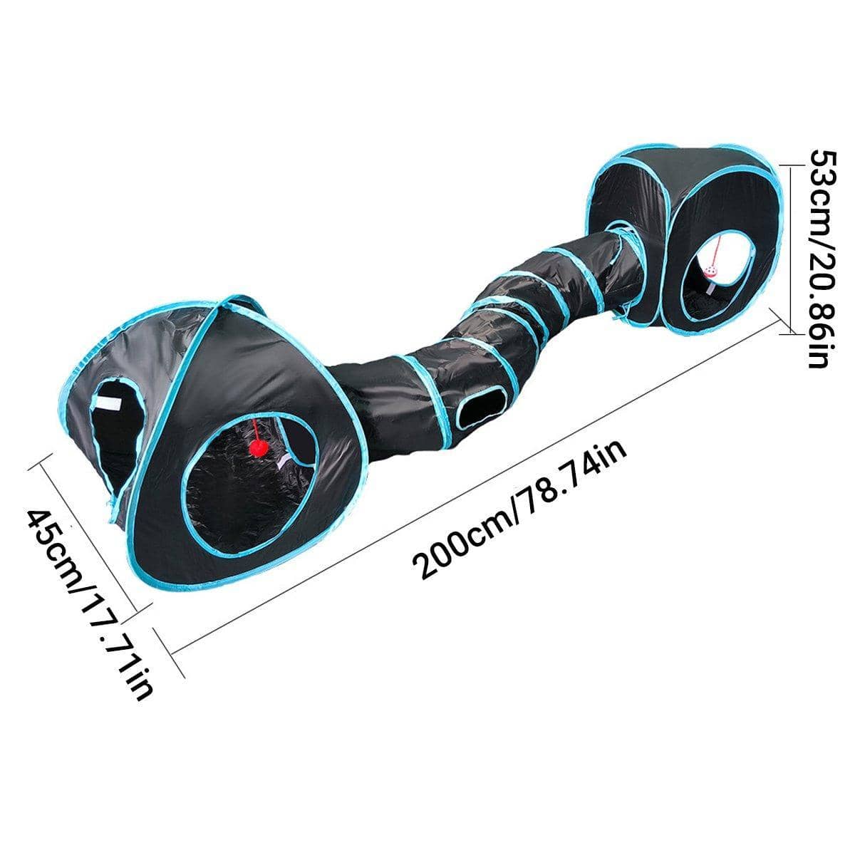 Collapsible Cat Tunnel Toy with Hanging Balls, Tent and Cube - view 3