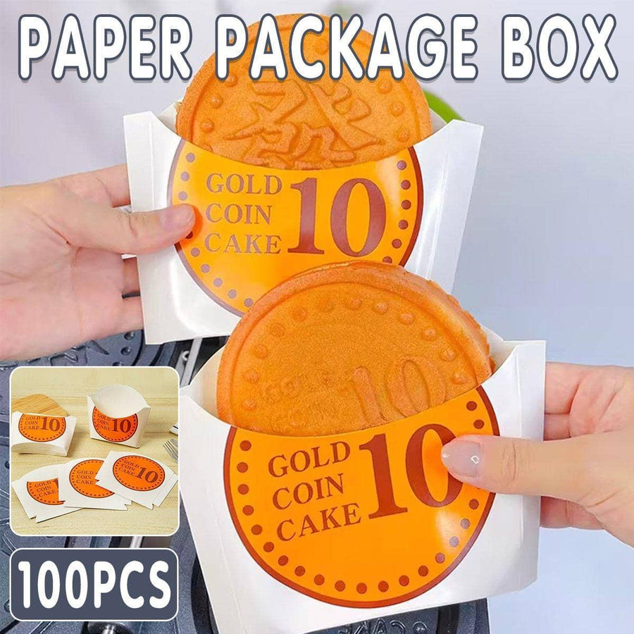 Collapsible Gold Coin Bread Packing Boxes for Bakery Gift Packaging - Pack of 100