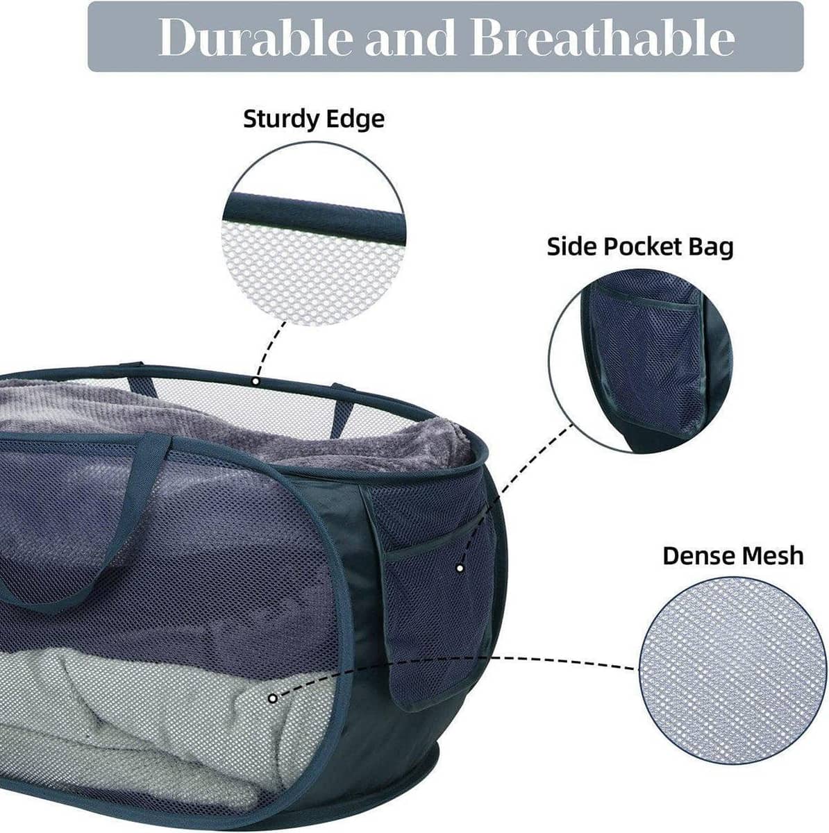Collapsible Mesh Laundry Basket, 76 Litre - Pink - view 5