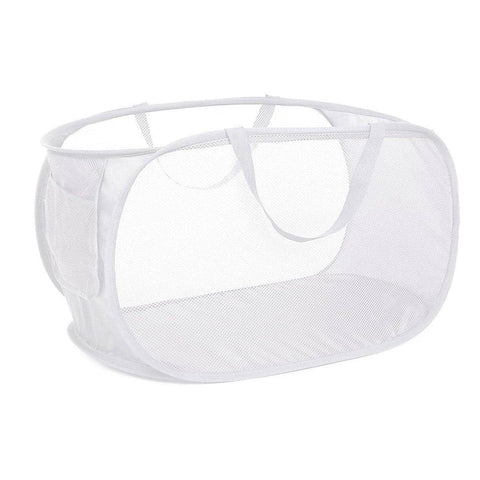 Collapsible Mesh Laundry Basket, 76 Litre - White