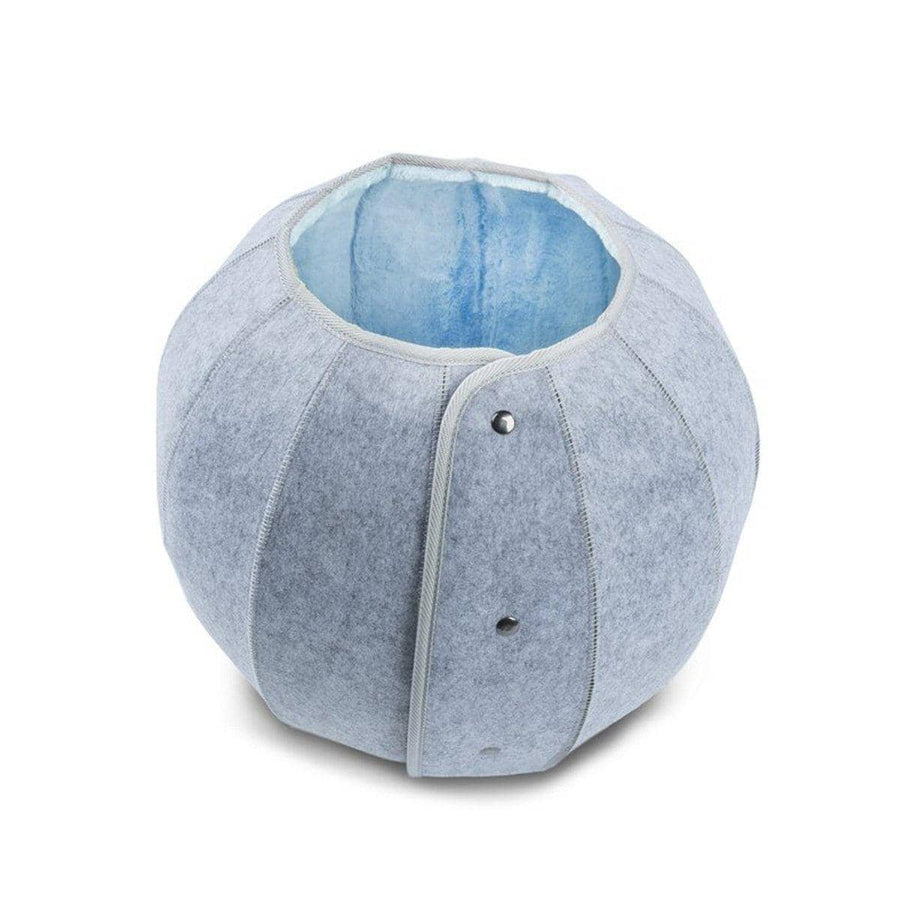 Collapsible Round Pet Bed for Cats and Small Dogs - Blue Lining