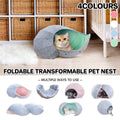 Collapsible Round Pet Bed for Cats and Small Dogs - Blue Lining - view 2