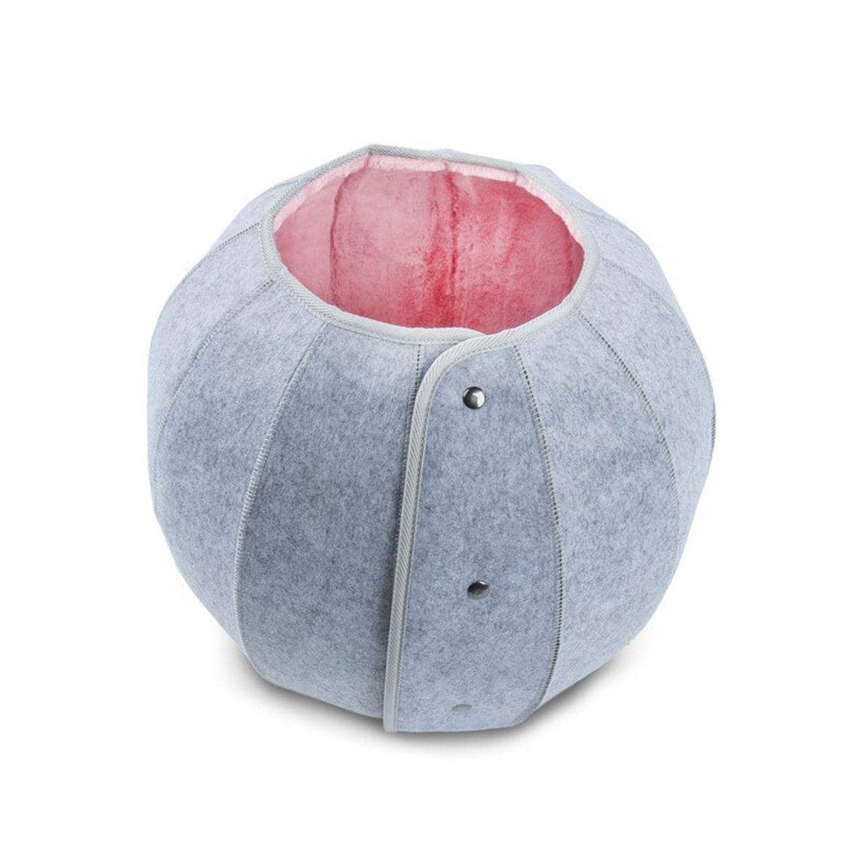 Collapsible Round Pet Bed for Cats and Small Dogs - Pink Lining