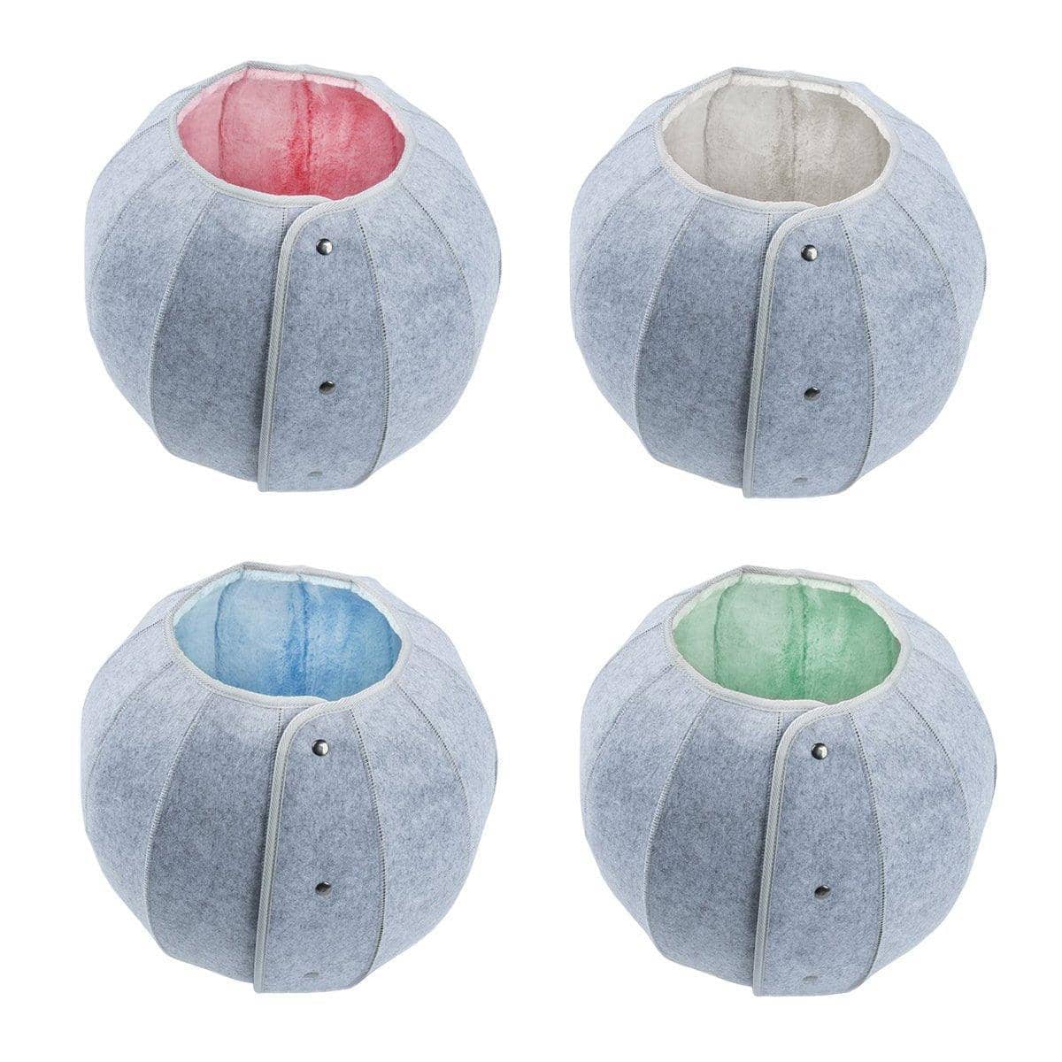 Collapsible Round Pet Bed for Cats and Small Dogs - Pink Lining - view 3