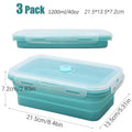 Collapsible Silicone Bento Lunch Boxes, Set of 3 Green, Pink and Blue - view 3