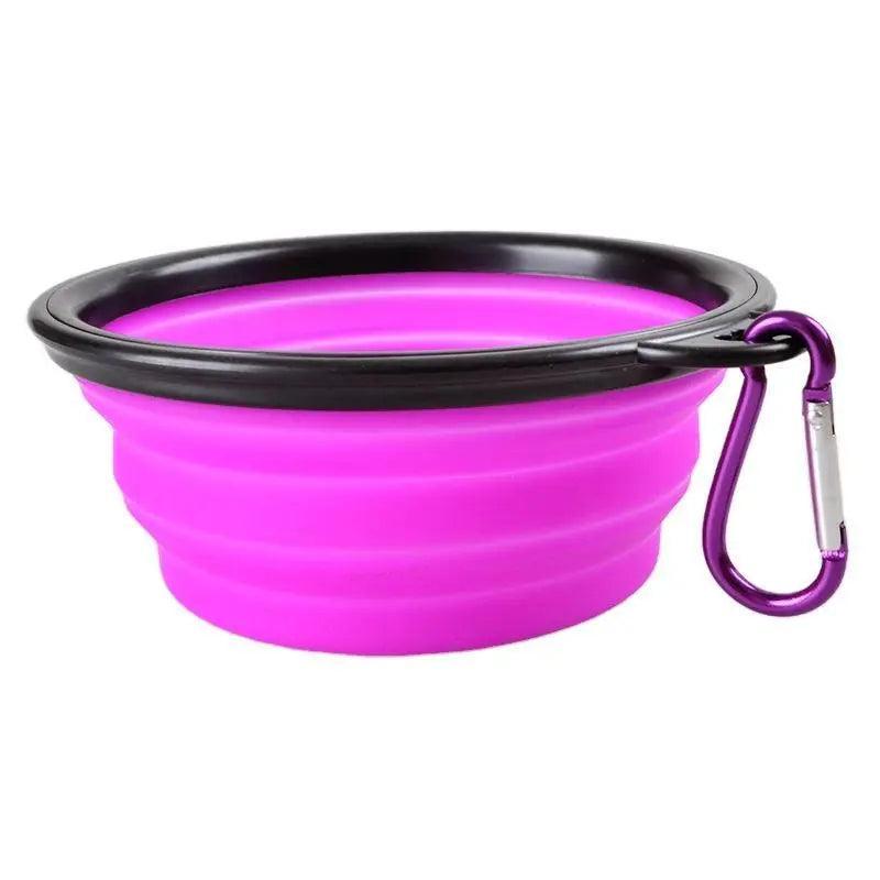 Collapsible Silicone Pet Bowl, 13 cm Top Diameter - Pink