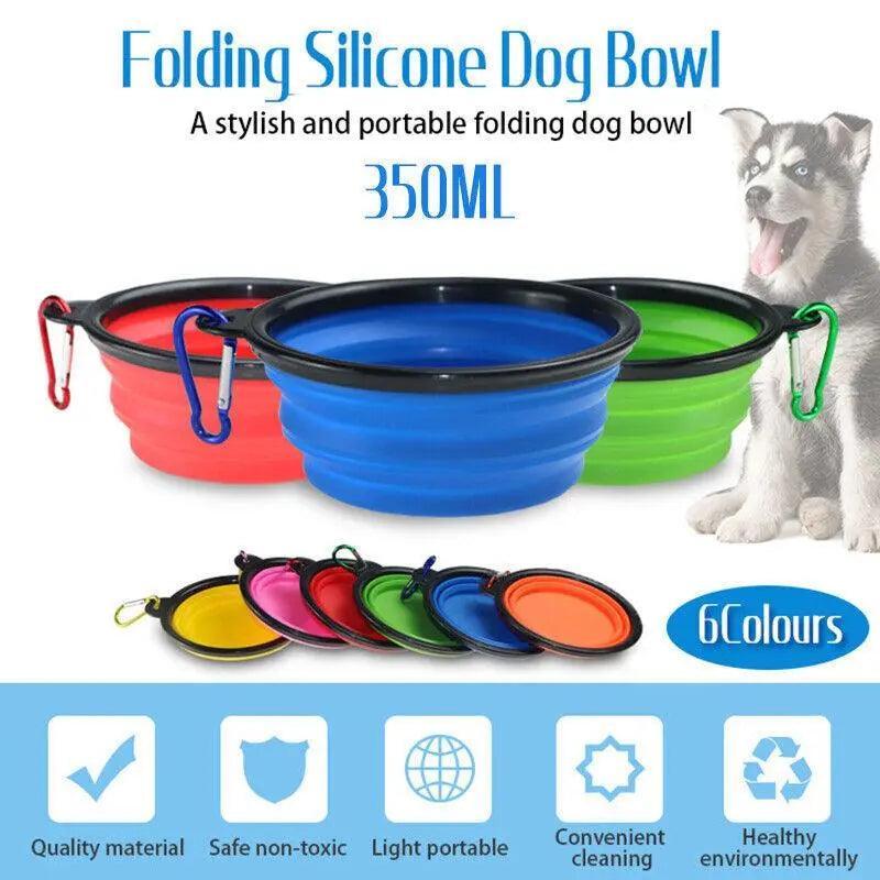 Collapsible Silicone Pet Bowl, 13 cm Top Diameter - Pink - view 2