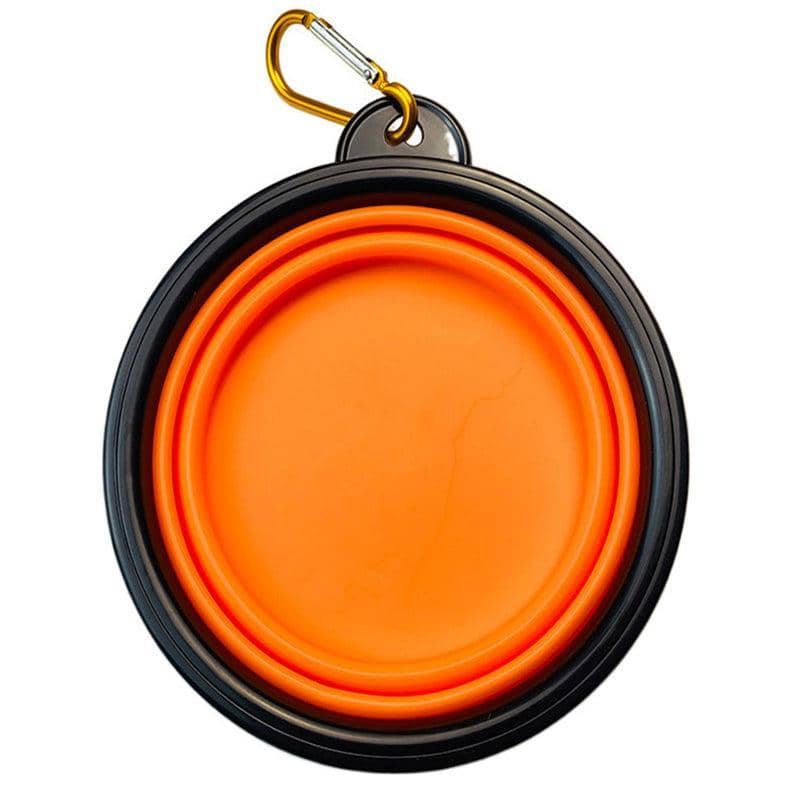 Collapsible Silicone Pet Bowl for Cat and Dog, Portable Feeder - Orange