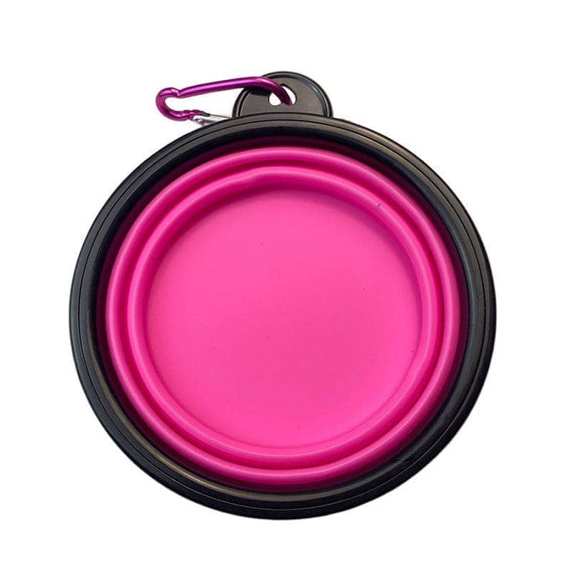 Collapsible Silicone Pet Bowl for Cat and Dog, Portable Feeder - Pink