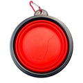Collapsible Silicone Pet Bowl for Cat and Dog, Portable Feeder - Red