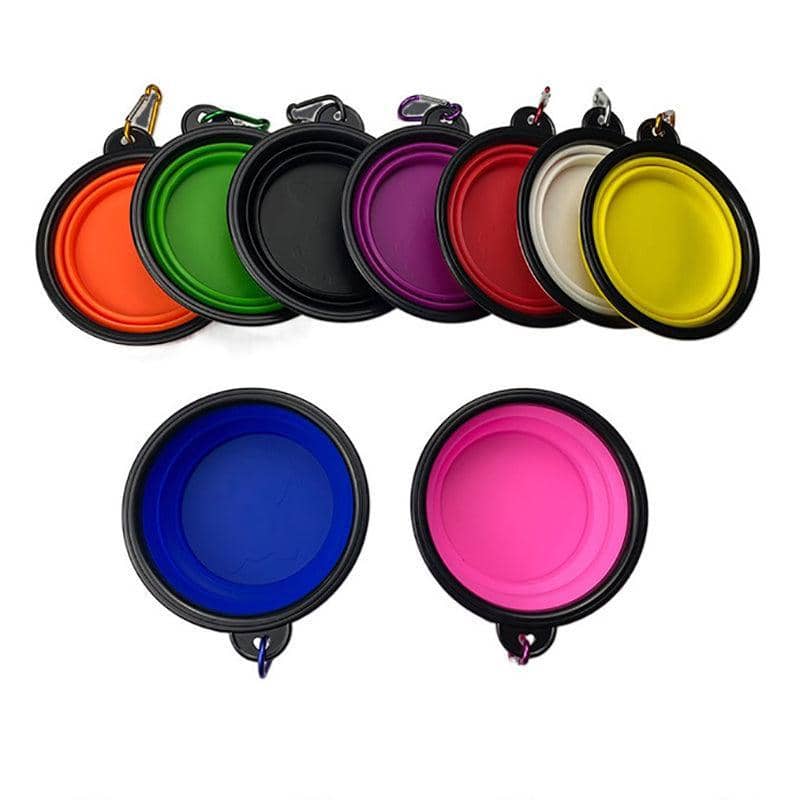 Collapsible Silicone Pet Bowl for Cat and Dog, Portable Feeder - Red - view 3