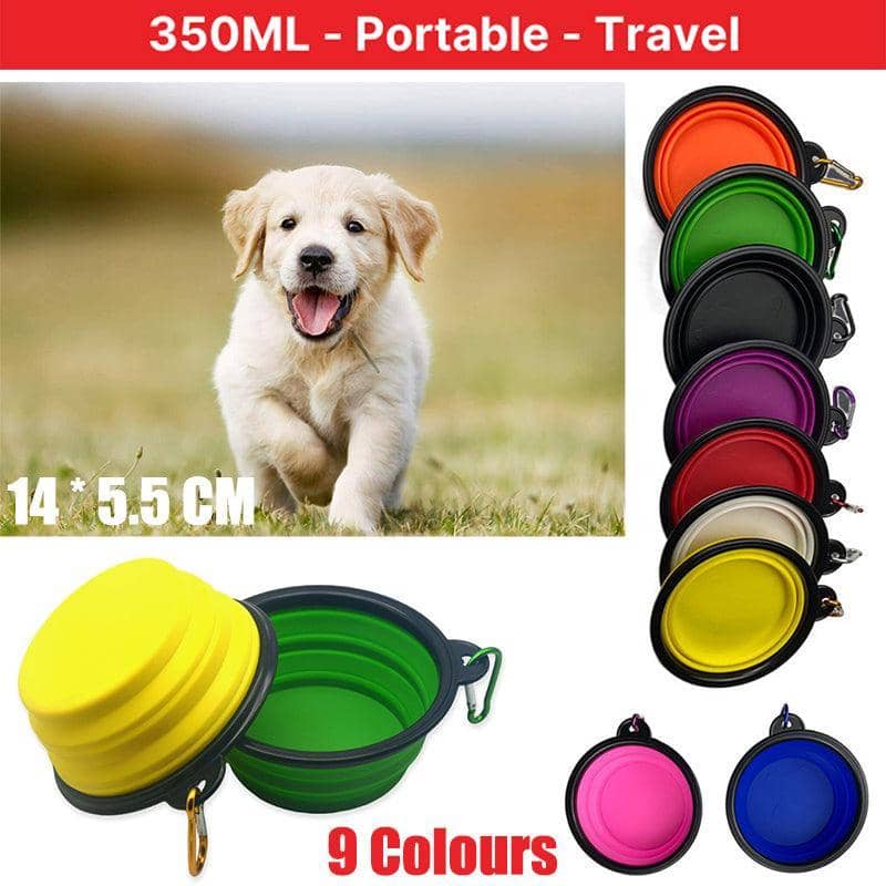 Collapsible Silicone Pet Bowl for Cat and Dog, Portable Feeder - White - view 2