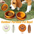 Collapsible Silicone Pet Travel Bowl, Double Compartment - Brown - view 2