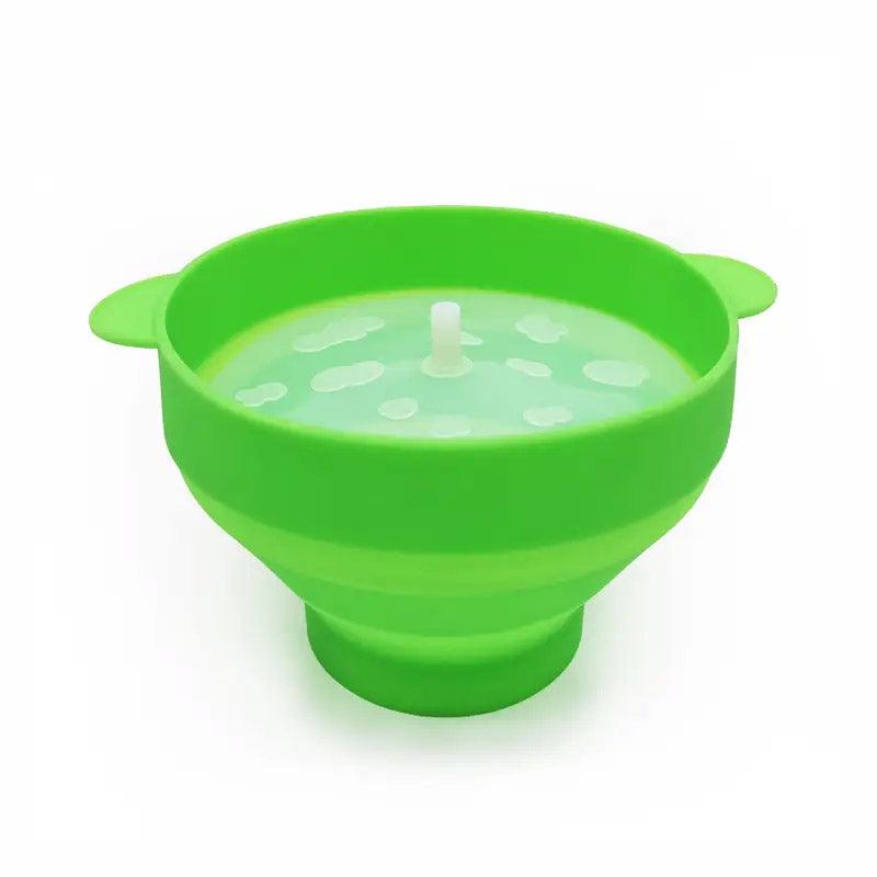 Collapsible Silicone Popcorn Bowl with Handle - Green