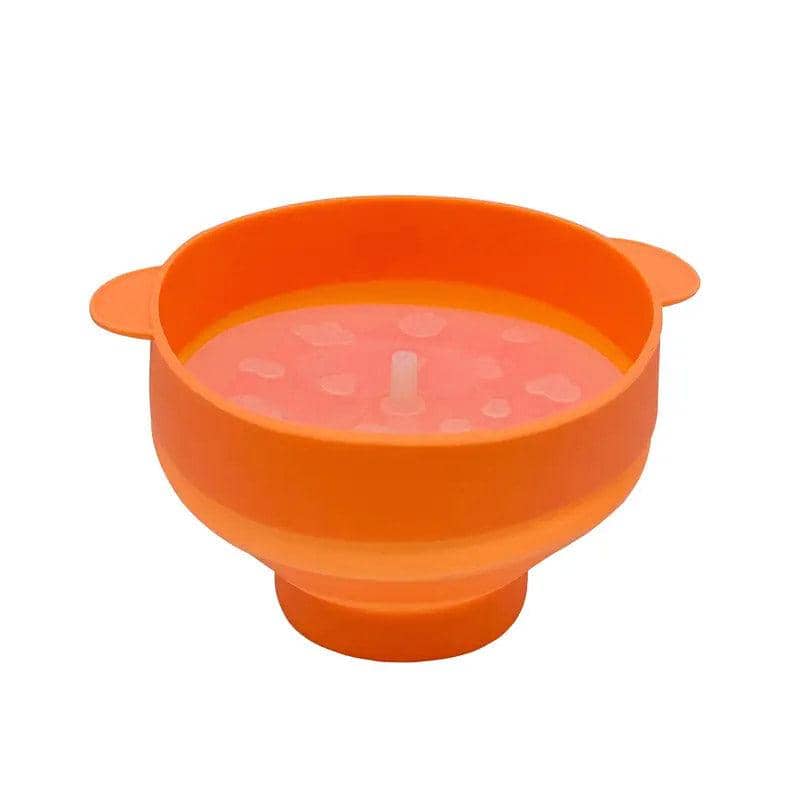 Collapsible Silicone Popcorn Bowl with Handle - Orange
