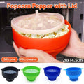 Collapsible Silicone Popcorn Bowl with Handle - Orange - view 2