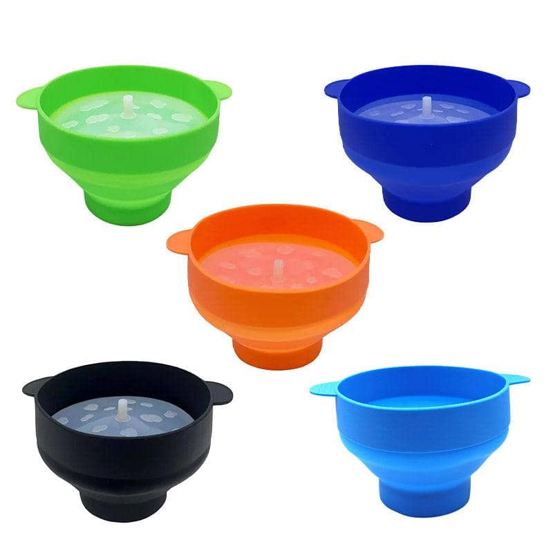 Collapsible Silicone Popcorn Bowl with Handle - Orange - view 3