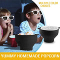 Collapsible Silicone Popcorn Bowl with Handle - Orange - view 5