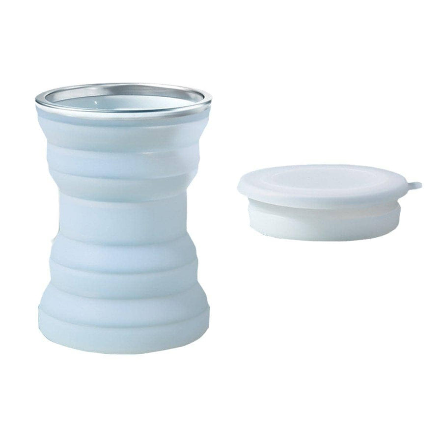 Collapsible Silicone Travel Mug with Lid - Pale Blue