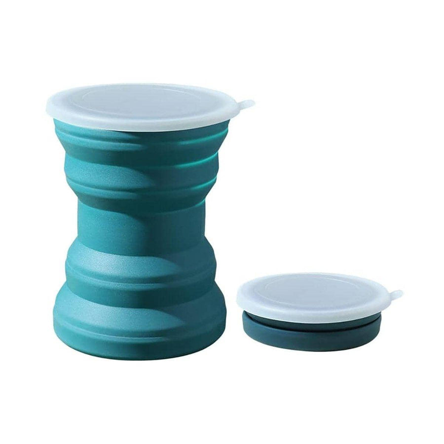 Collapsible Silicone Travel Mug with Lid - Teal