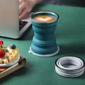 Collapsible Silicone Travel Mug with Lid - Teal - view 5