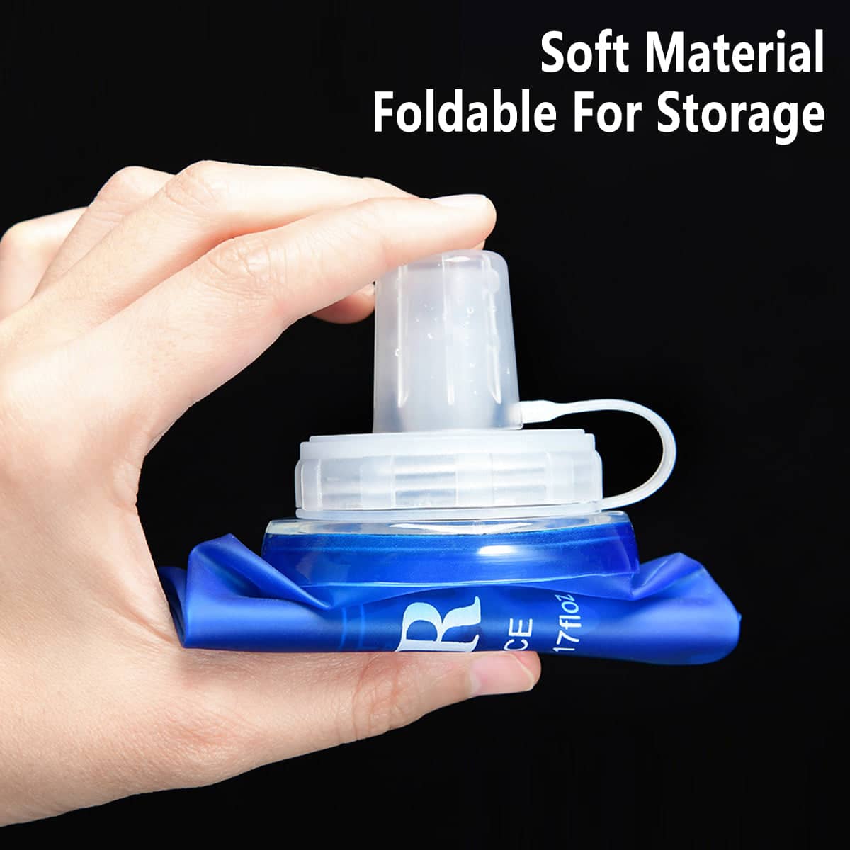 Collapsible Soft Water Bottle, 500ml BPA-Free TPU, Blue - view 4