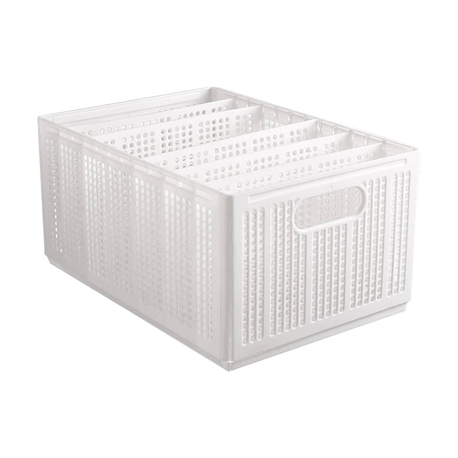 Collapsible Storage Basket with Layered Dividers Durable Plastic Foldable - Size XL (45 x 29 x 23 cm)
