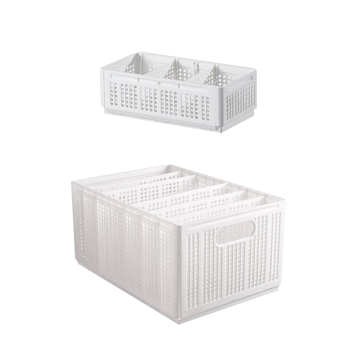 Collapsible Storage Basket with Layered Dividers Durable Plastic Foldable - Size XS (23 x 12 x 8 cm) - view 3
