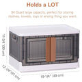 Collapsible Storage Box with Lid, 32 Litre Large Capacity - Grey - view 4