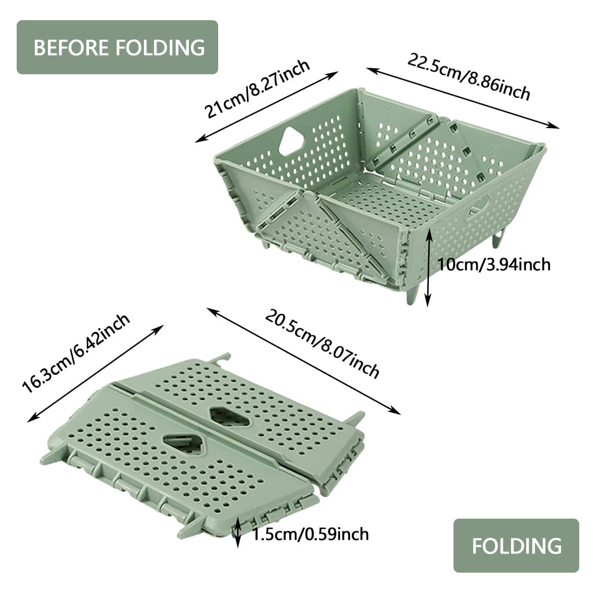 Collapsible Vegetable Washing Basket for Kitchen Sink - Sage Green - view 4