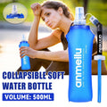 Collapsible Water Bottle 500 ml Foldable Soft TPU with Straw for Running and Hiking