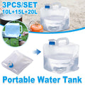 Collapsible Water Container with Spigot - Pack of 3, 10L, 15L and 20L