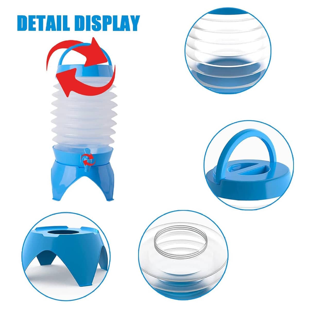 Collapsible Water Container with Tap and Four-Legged Base, 5.5 Litre - Light Blue - view 5