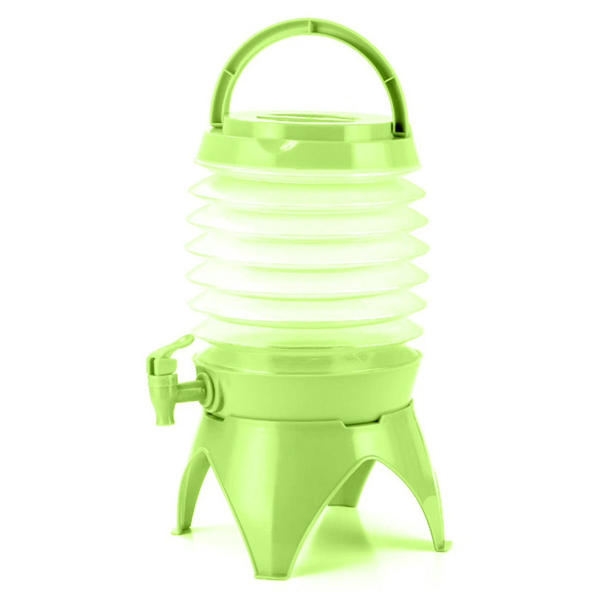 Collapsible Water Container with Tap and Four-Legged Base, 5.5 Litre - Light Green
