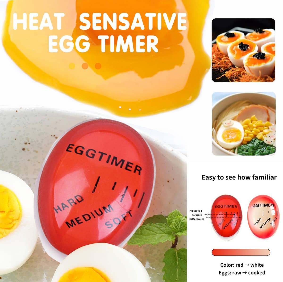 Colour Changing Egg Timer for Boiled Eggs - Heat Sensitive