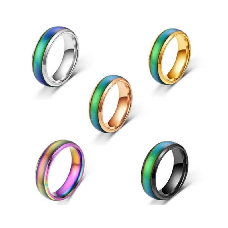 Colour Changing Mood Ring, Stainless Steel - Silver, US Size 12 - view 5