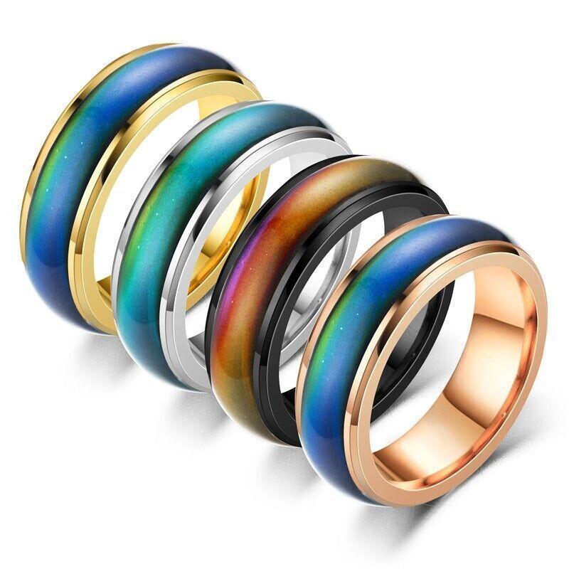 Colour Changing Mood Ring Stainless Steel US Size 11 - Gold - view 3