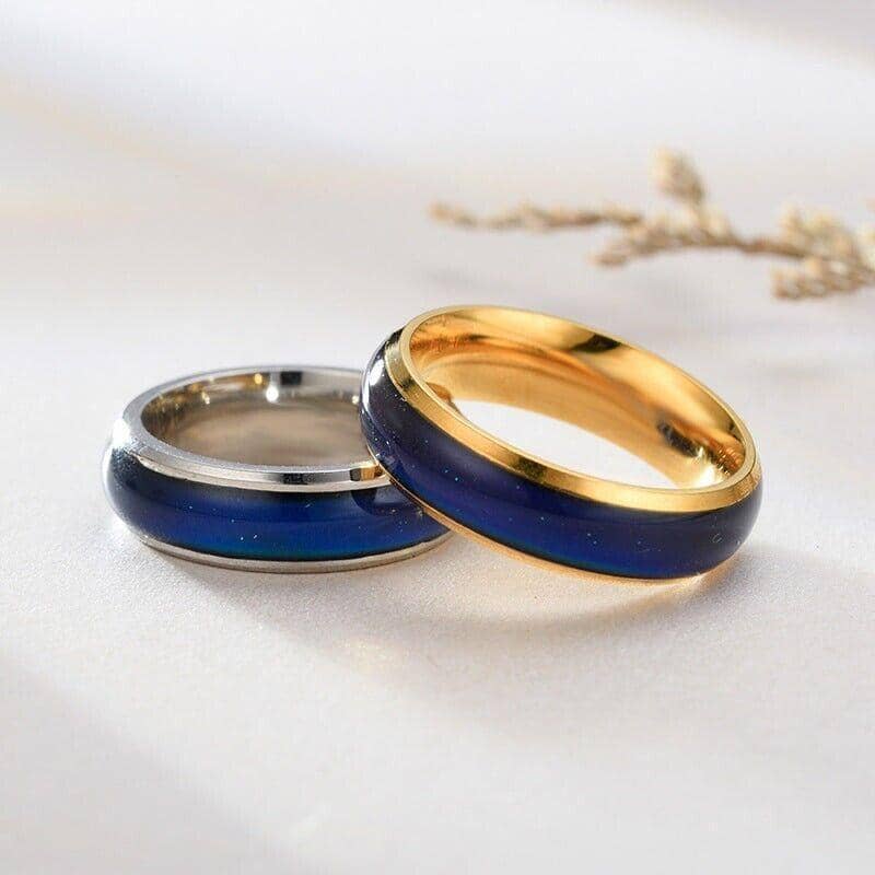 Colour Changing Mood Ring, Stainless Steel, US Size 7 - Silver - view 5