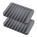Comb-Shaped Silicone Soap Dish Holders, Pack of 2 - Grey