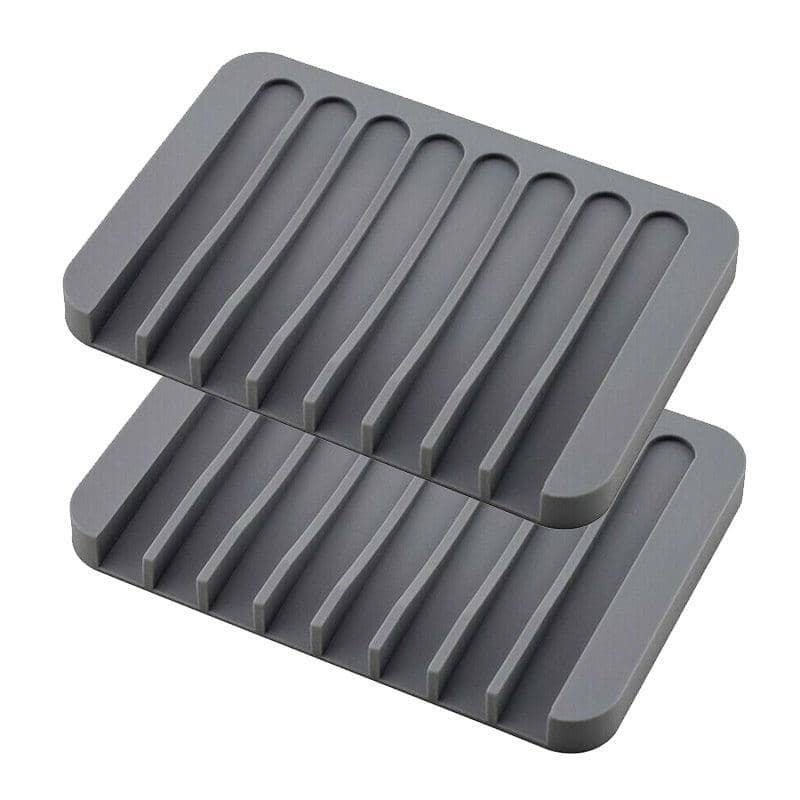 Comb-Shaped Silicone Soap Dish Holders, Pack of 2 - Grey