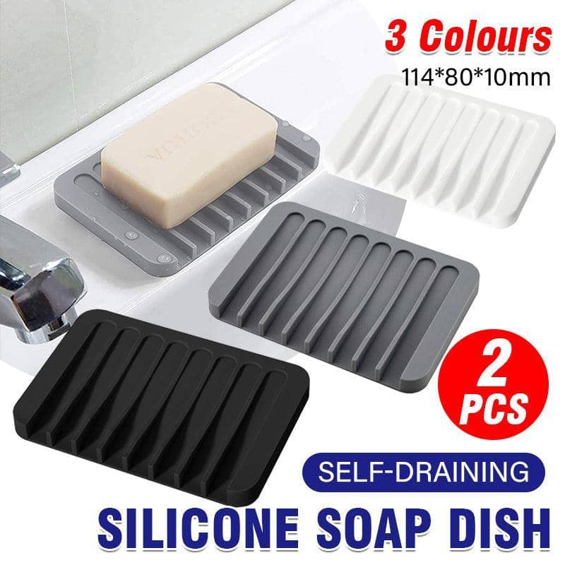 Comb-Shaped Silicone Soap Dish Holders, Pack of 2 - Grey - view 2