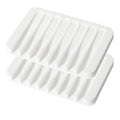 Comb-Shaped Silicone Soap Dish Holders, Pack of 2 - White