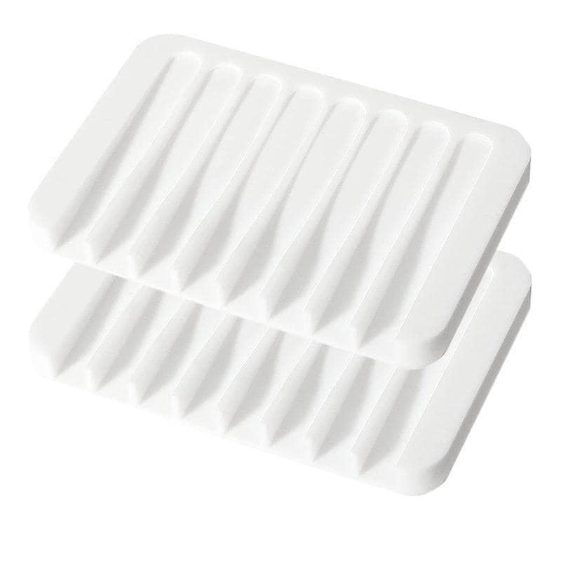 Comb-Shaped Silicone Soap Dish Holders, Pack of 2 - White